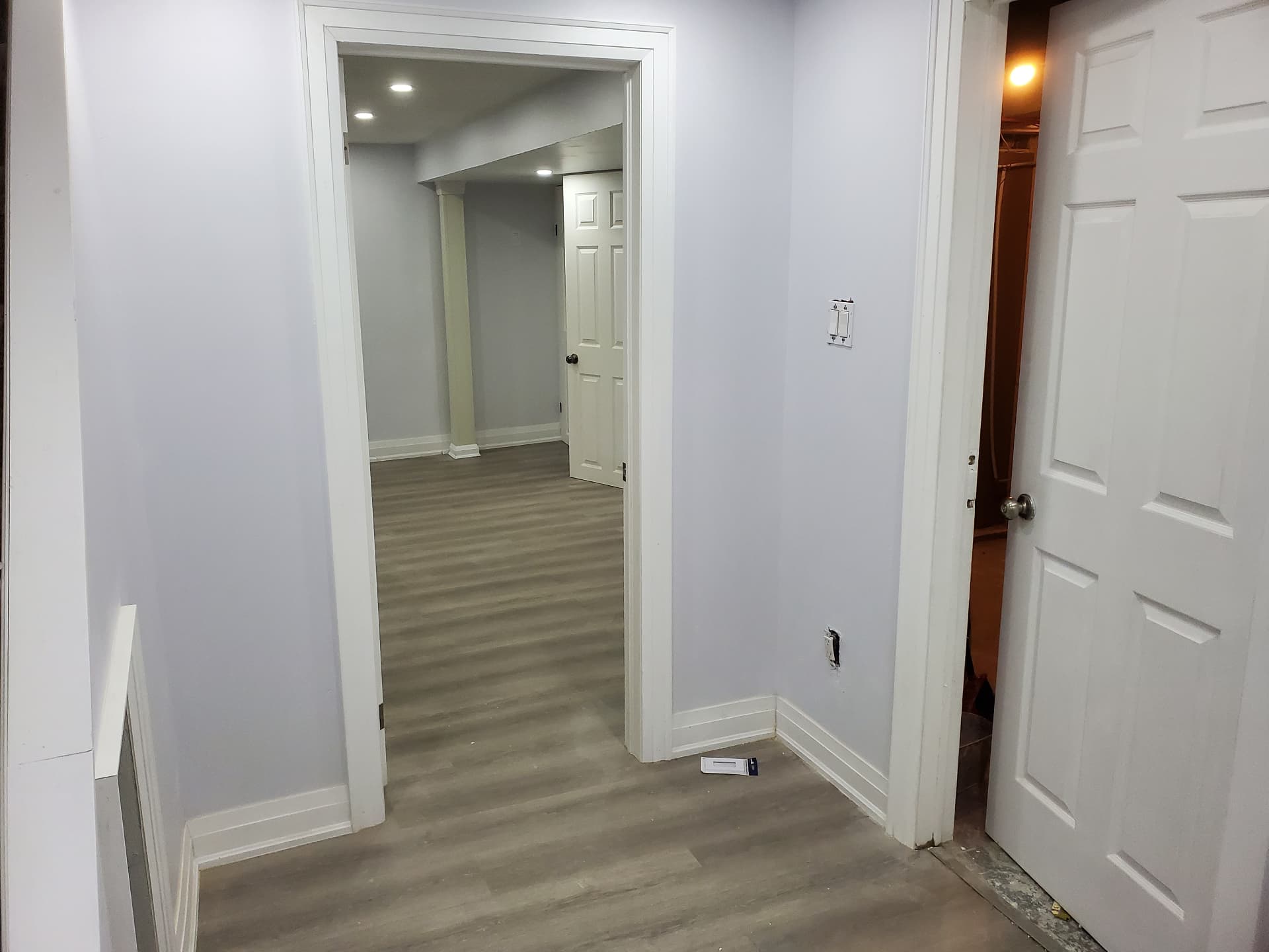 Finished corridor connecting the basement rooms