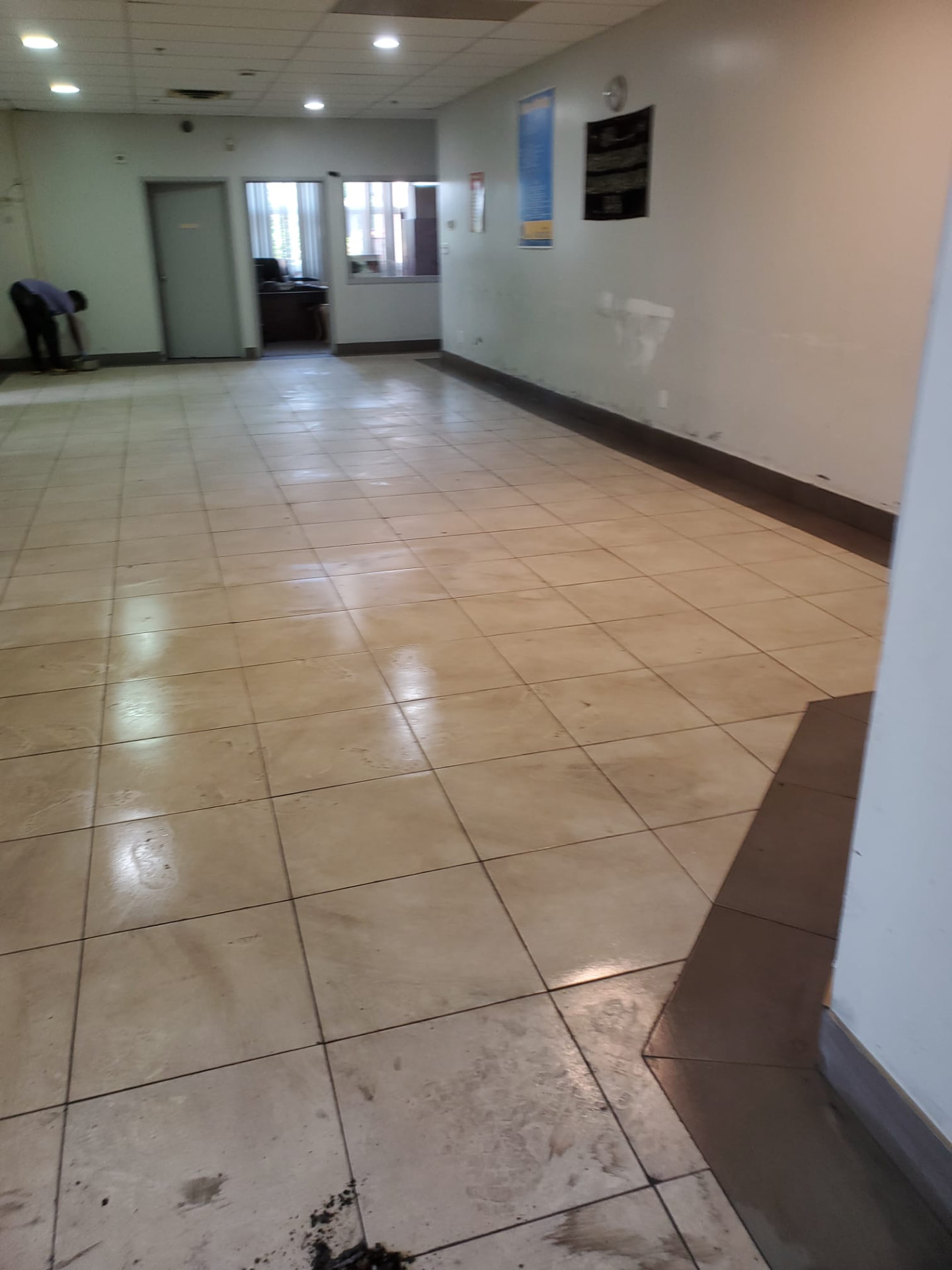 Completed tiled interior space after renovation